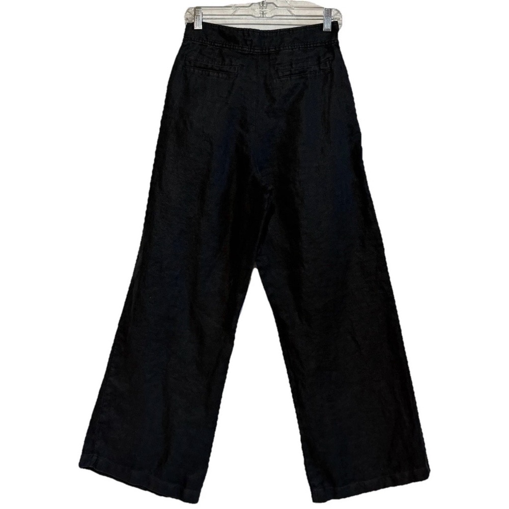 100% Linen H Halston Womens Wide Leg Pants Size 6 Black - Picture 2 of 4